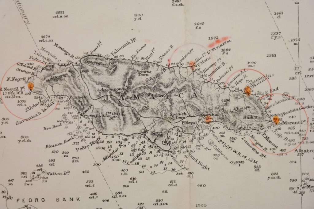 Cuba, West India Islands and Caribbean Sea – Florida, Bahama’s and Greater Antilles British – Admiralty Chart 761, published in 1876