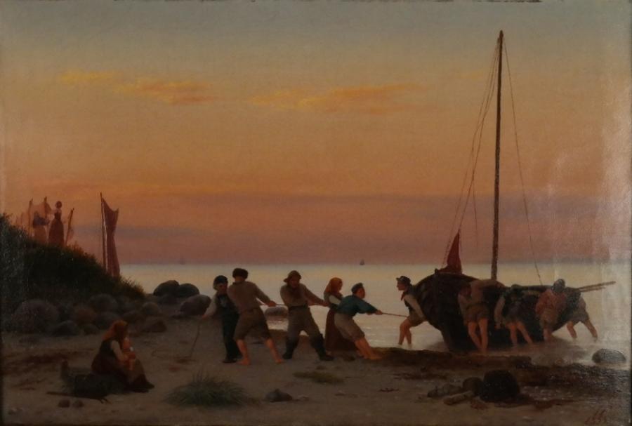Romantic evening scene – Julius Friedlander, Denmark, 1855