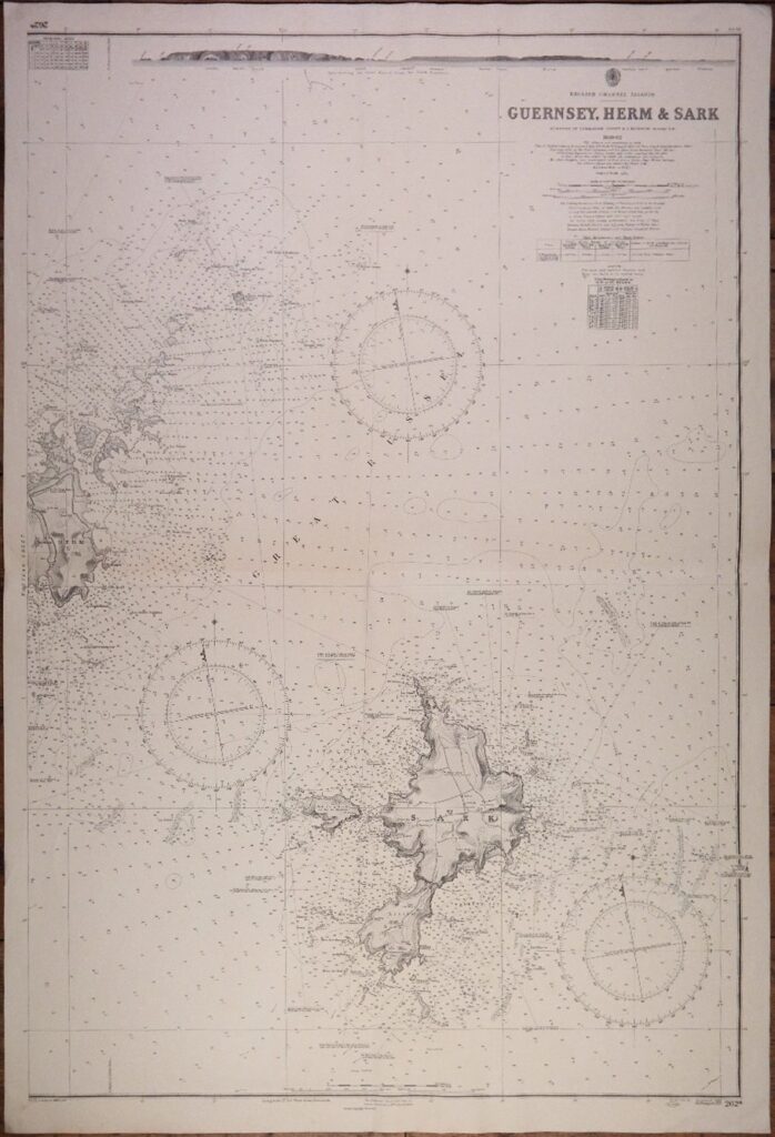 Guernsey, Herm & Sark – the English Channel Islands – British Admiralty Chart 262a, published 1862.