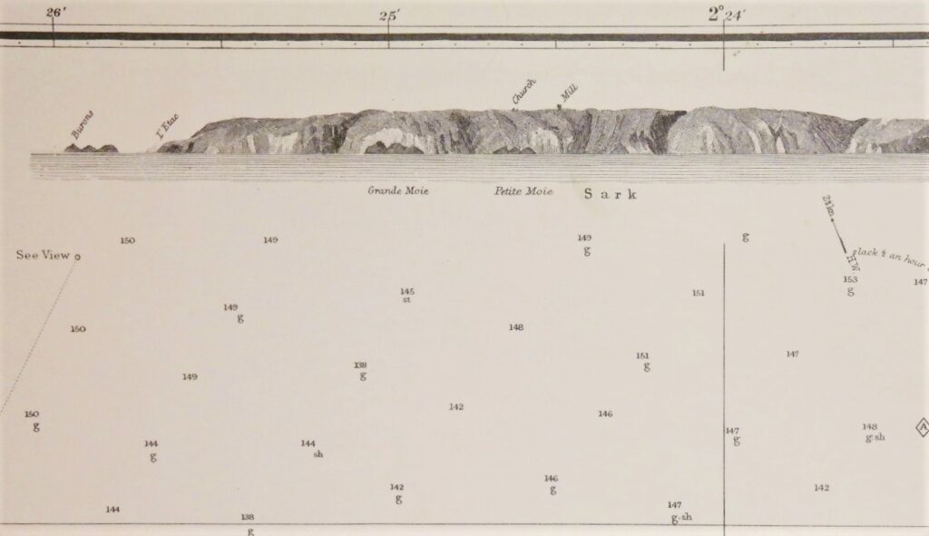Guernsey, Herm & Sark – the English Channel Islands – British Admiralty Chart 262a, published 1862.