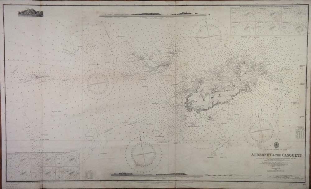 Alderney & the Casquets – the English Channel Islands – British Admiralty Chart 60, published 1863