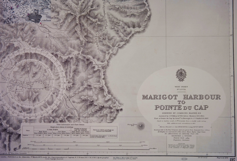West Indies – Marigot Harbour to Pointe du Cap – British Admiralty Chart 197, published in 1875