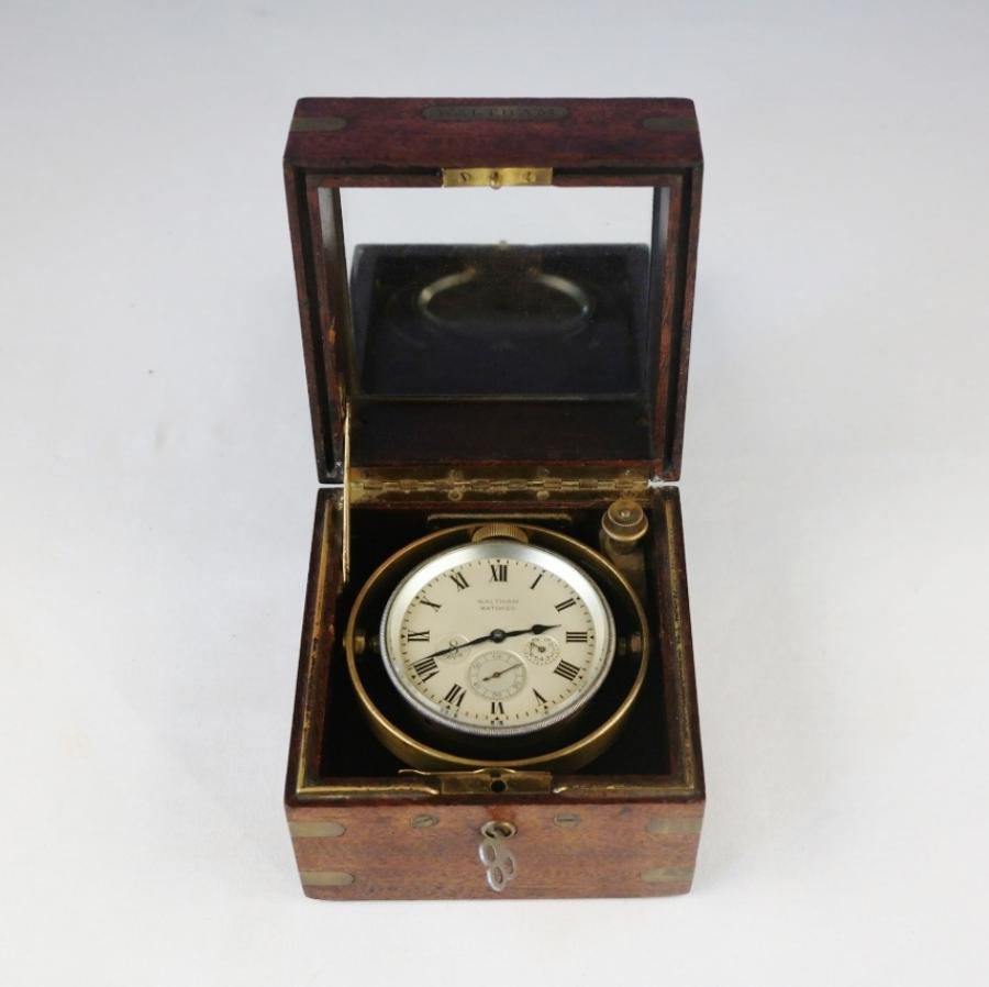 Eigth-days Chronometer in rare carrying case – Waltham, Massachusetts