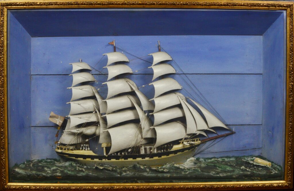 Spectacular Diorama with Frigate Betty, 19th century