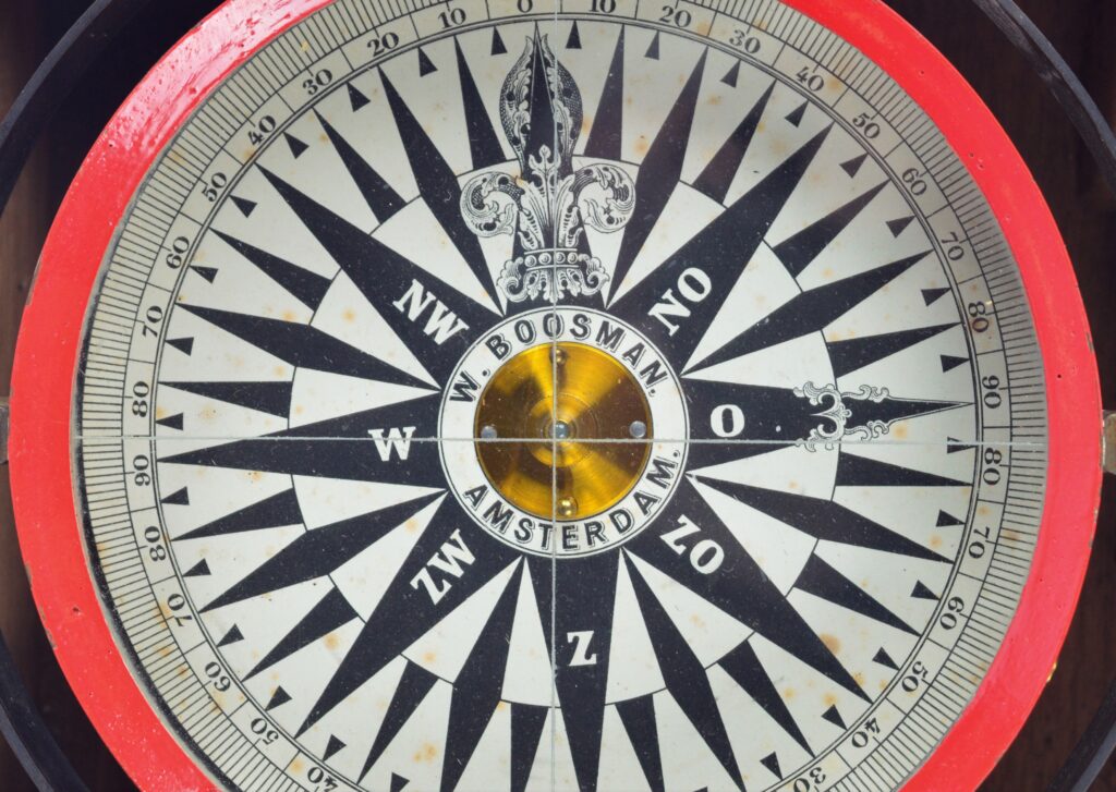 Large Azimuth or Bearing Compass with Dry Card in copper Bowl – Boosman, Amsterdam