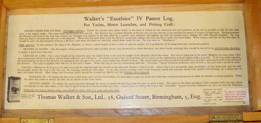 Excelsior IV Ship-log with Rotator and Speed variation Indicator – Walkers, Birmingham