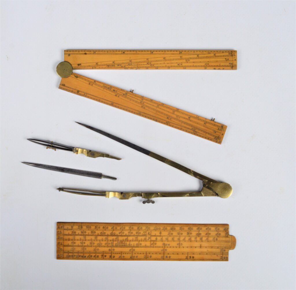 Shagreen cased chart work instruments – early 19th century