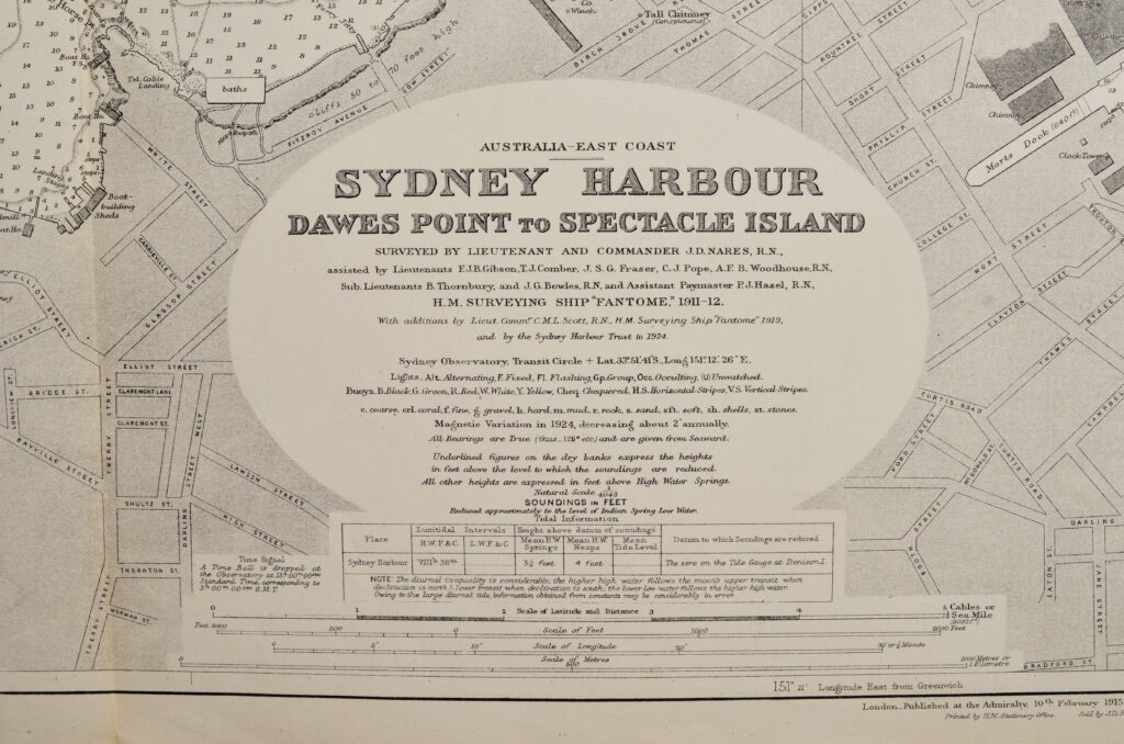 Sydney Harbour – Australia – East Coast British Admiralty Chart 1207, published 1915