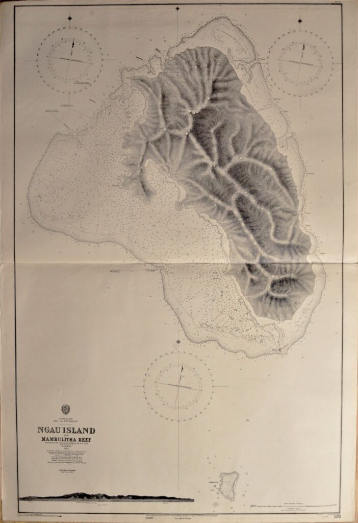 Fiji Islands – Ngau Island – South Pacific British Admiralty Chart 1251, published in 1866