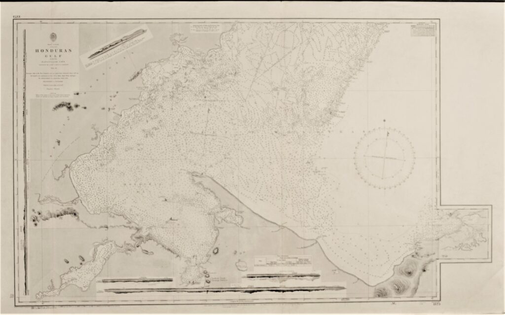 West-Indies – Honduras British Admiralty Chart 1573, published in 1844
