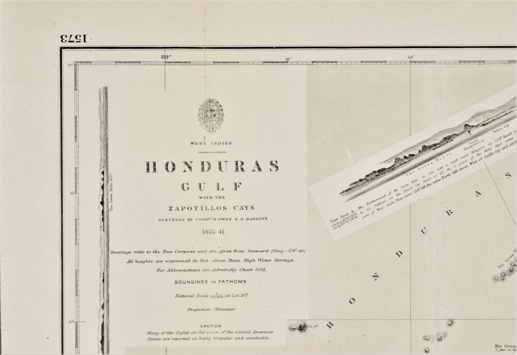 West-Indies – Honduras British Admiralty Chart 1573, published in 1844
