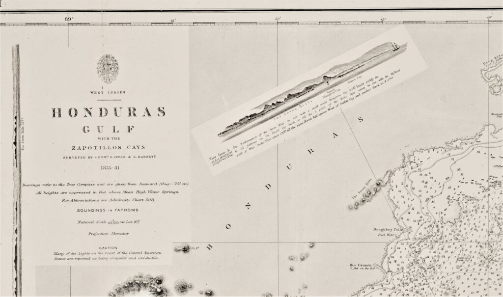 West-Indies – Honduras British Admiralty Chart 1573, published in 1844