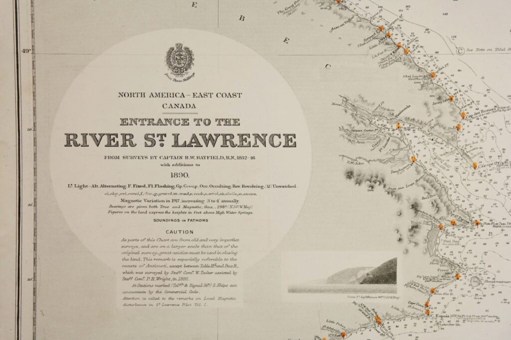 River St. Lawrence – Canada, East Coast British Admiralty Chart 1621, published in 1891