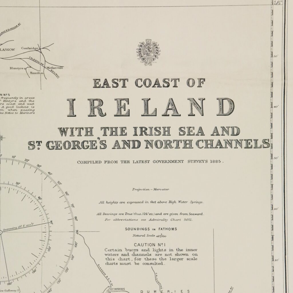Ireland – East Coast British Admiralty Chart 1824a, published in 1886