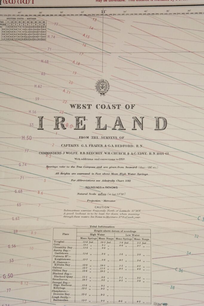 Ireland – East Coast British Admiralty Chart 1824b, published in 1862