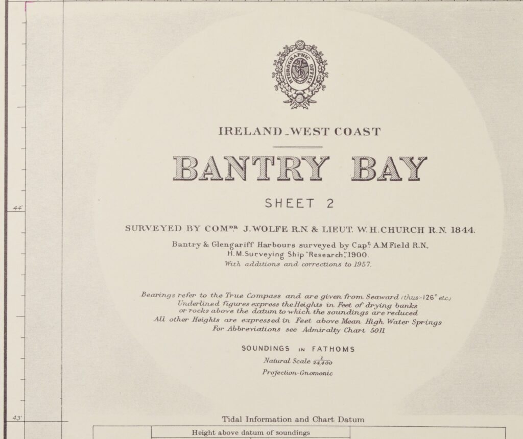 Bantry Bay, sheet 2 – West Coast Ireland British Admiralty Chart 1838, published in 1847