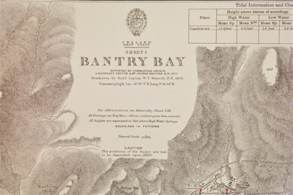 Bantry Bay, sheet 1 – West Coast Ireland British Admiralty Chart 1840, published in 1856