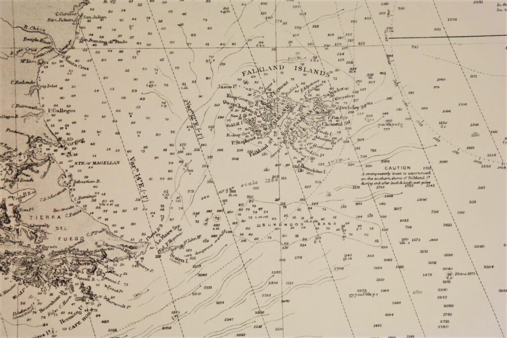 South Atlantic Ocean – Western Portion British Admiralty Chart 2202b, published in 1871