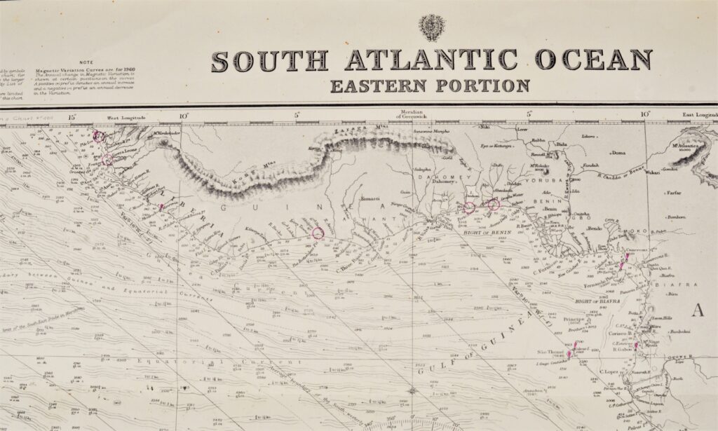 South Atlantic Ocean – Eastern Portion British Admiralty Chart 2202a, published 1871