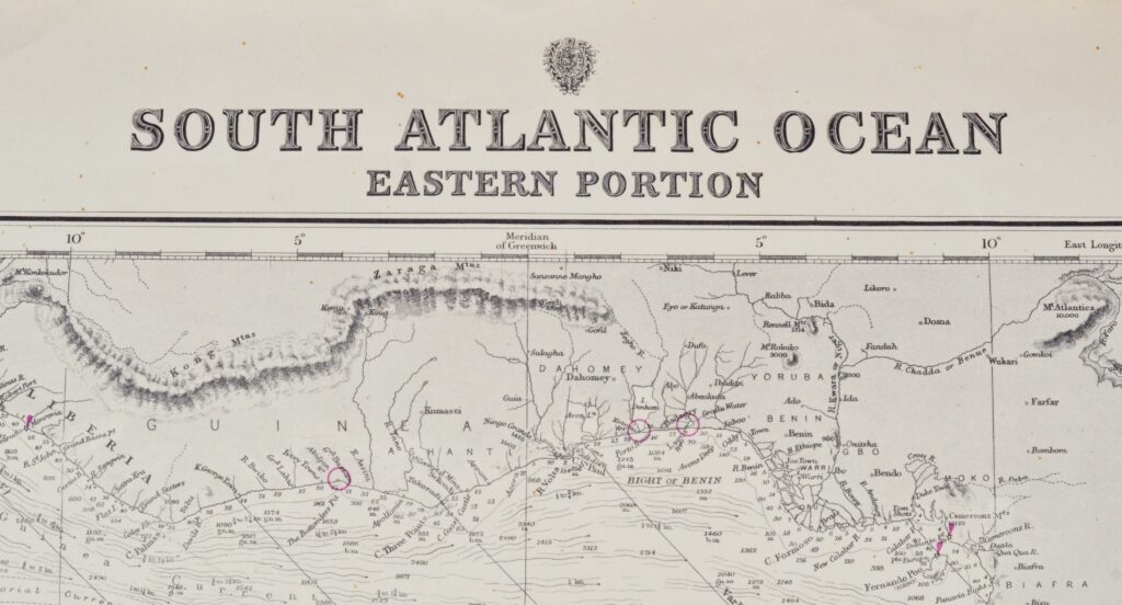 South Atlantic Ocean – Eastern Portion British Admiralty Chart 2202a, published 1871