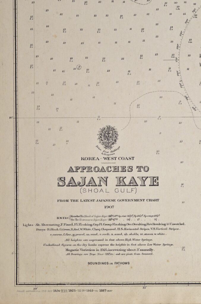 Korea – West Coast  British Admiralty Chart 3699, published 1908