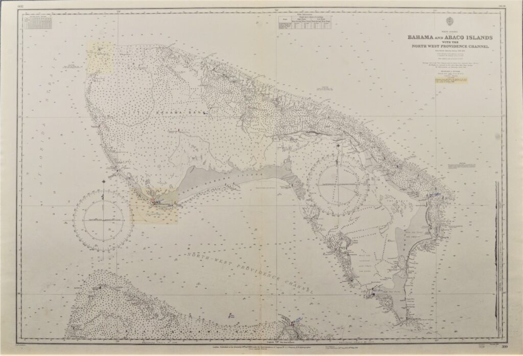 Bahama’s – West Indies British Admiralty Chart 399, published 1886