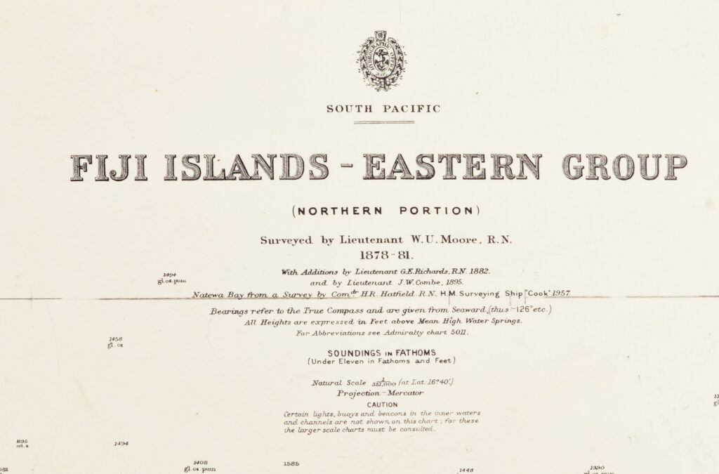 South Pacific – Fiji Islands, Easren Group British Admiralty Chart 440, published 1883