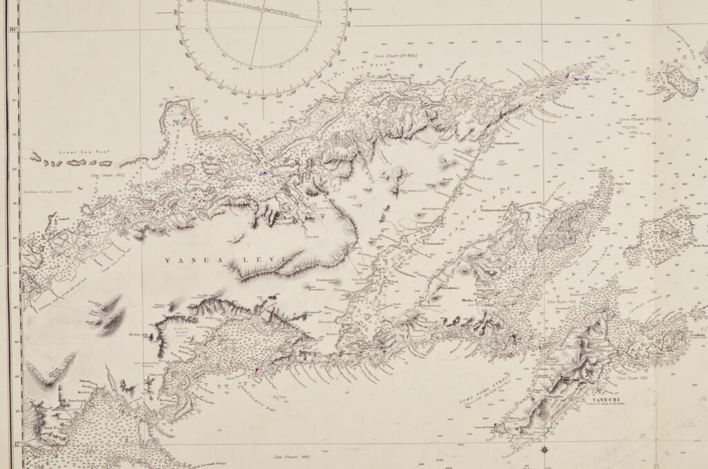 South Pacific – Fiji Islands, Easren Group British Admiralty Chart 440, published 1883