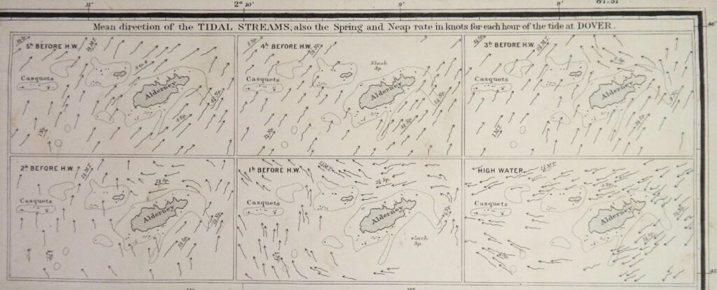 British British Admiralty Chart 60, published in 1865 English Channel Islands – Alderney & the Casquets