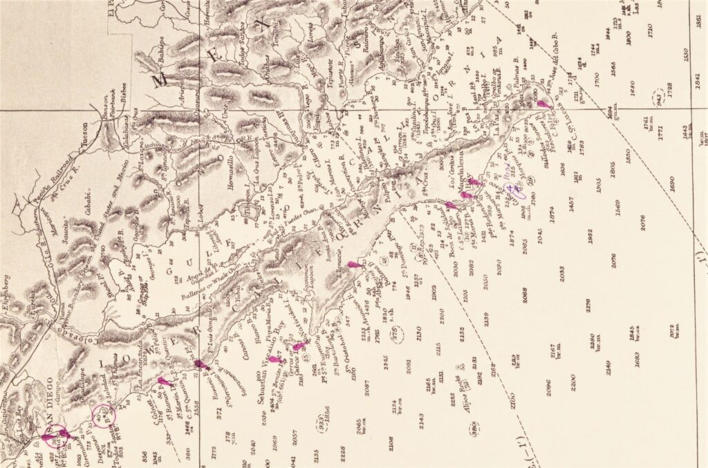 Pacific Ocean – West Coast USA British Admiralty Chart 787, published 1877