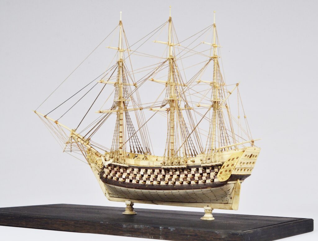 Antique French Prisoner of War Bone Ship Model – c. 1810