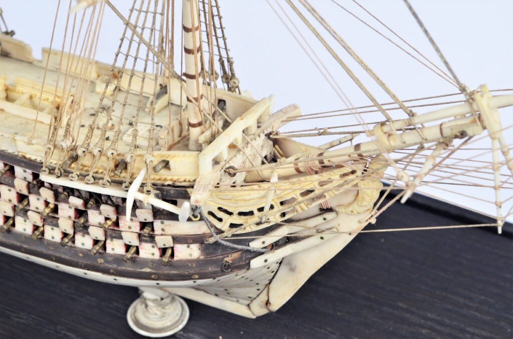 Antique French Prisoner of War Bone Ship Model – c. 1810