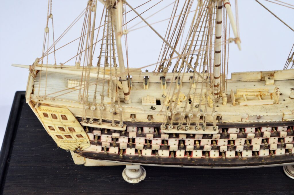 Antique French Prisoner of War Bone Ship Model – c. 1810