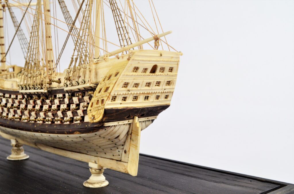 Antique French Prisoner of War Bone Ship Model – c. 1810